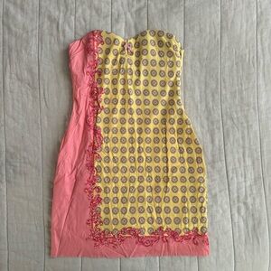 VDP beach collection Italian mini yellow pink dress xs